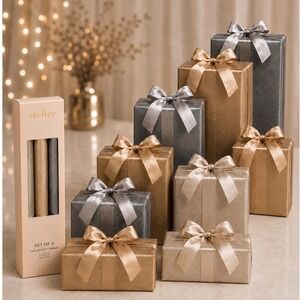 Atelier Luxury Gift Wrap Set of 3 Metallic Textured Paper Rolls 75 SqFt 109-02